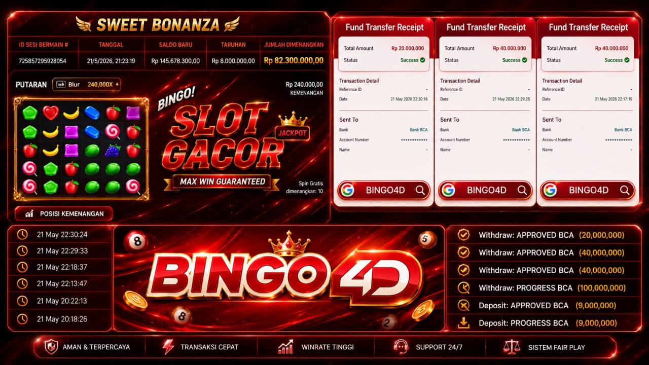 SELAMAT KEPADA MEMBER BINGO4D
DEPOSIT : RP 𝟵.𝟬𝟬𝟬.𝟬𝟬𝟬
WITHDRAW : RP 𝟭𝟬𝟬.𝟬𝟬𝟬.𝟬𝟬𝟬
L
