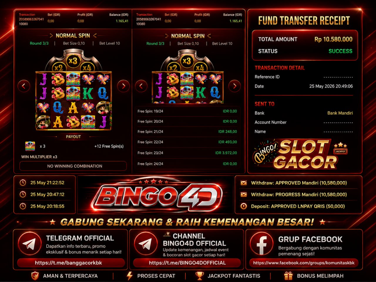SELAMAT KEPADA MEMBER BINGO𝟰D
DEPOSIT : RP 𝟱𝟬.𝟬𝟬𝟬
WITHDRAW : RP 10.580.000
LINK 
