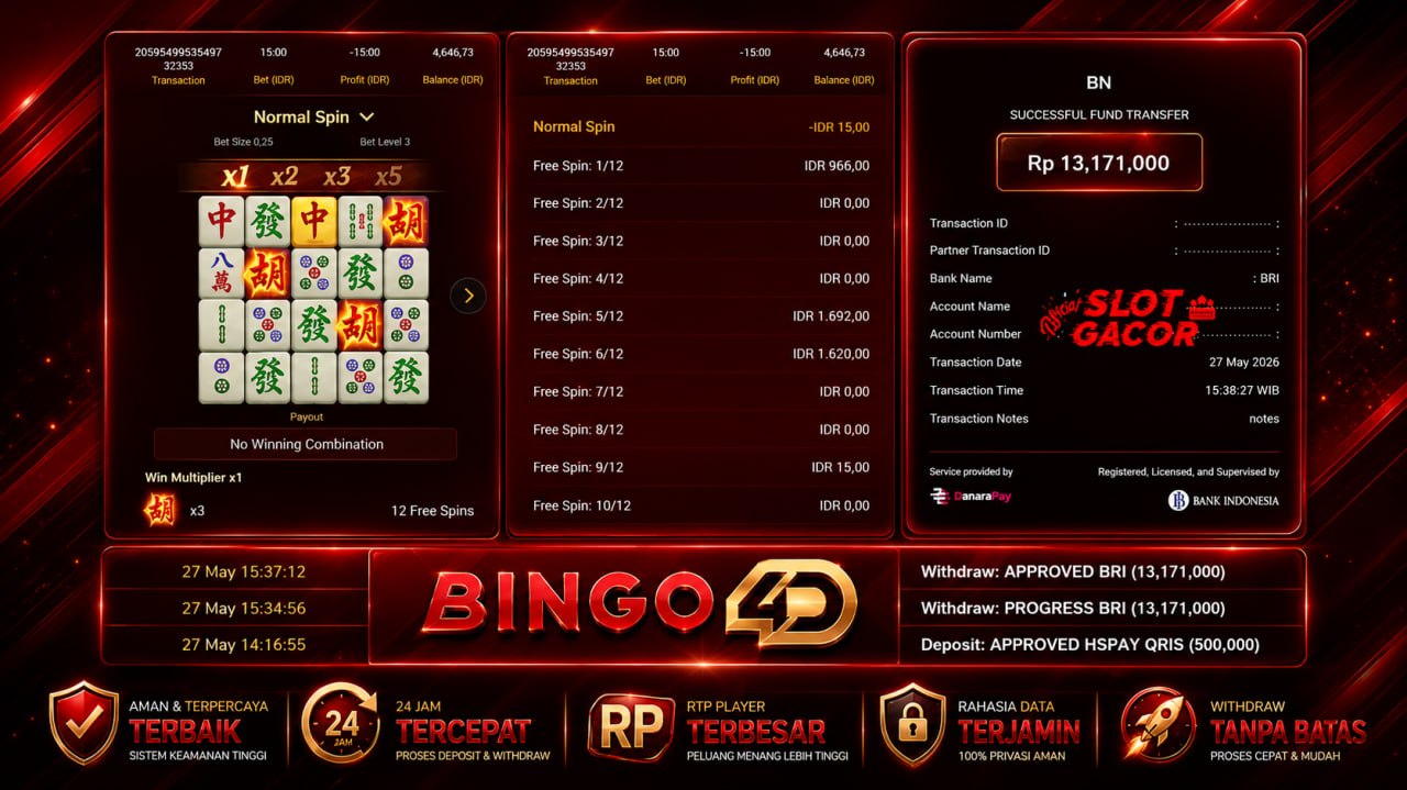 SELAMAT KEPADA MEMBER BINGO𝟰D
DEPOSIT : RP 𝟱𝟬𝟬.𝟬𝟬𝟬
WITHDRAW : RP 𝟭𝟯.𝟭𝟳𝟭.𝟬𝟬𝟬
LINK