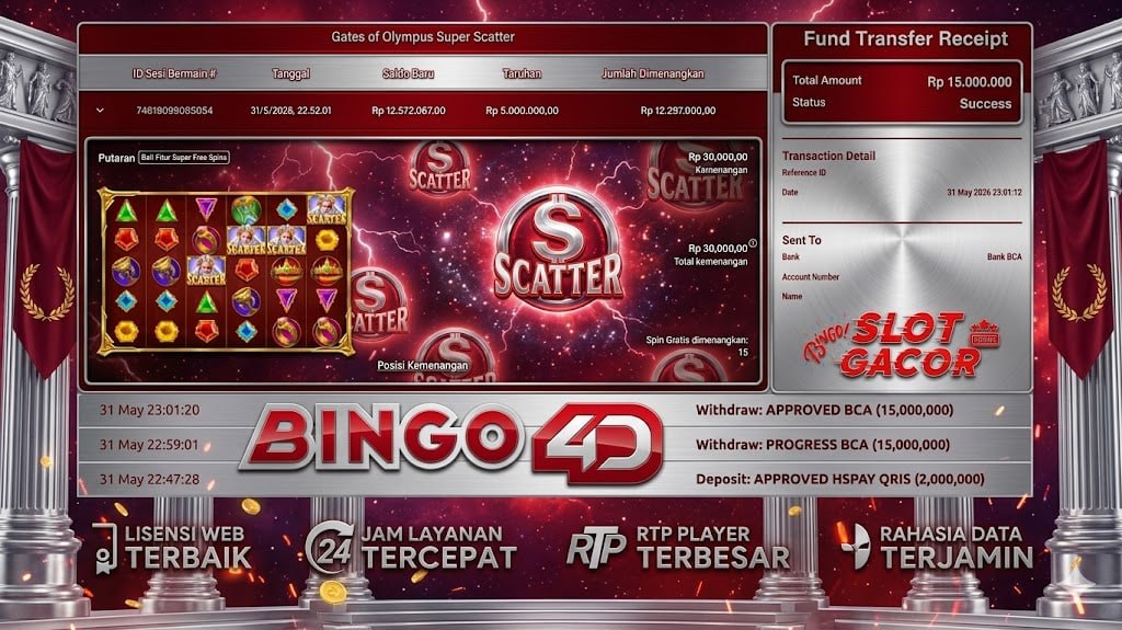 SELAMAT KEPADA MEMBER BINGO𝟰D
DEPOSIT : RP 2.000.000
WITHDRAW : RP 15.000.000
LI