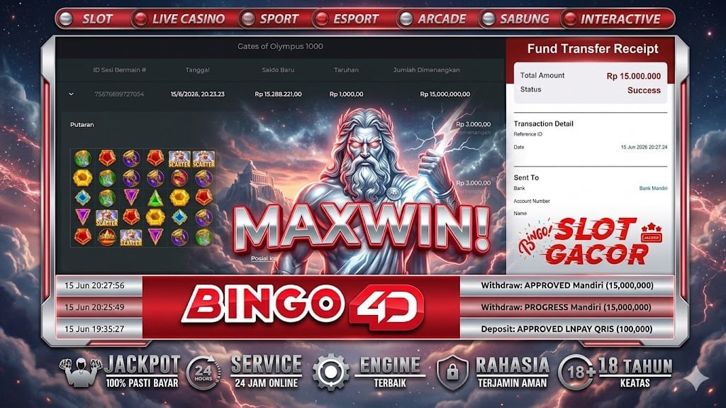 SELAMAT KEPADA MEMBER BINGO4D
DEPOSIT : RP 100.000
WITHDRAW : RP 15.000.000
LINK