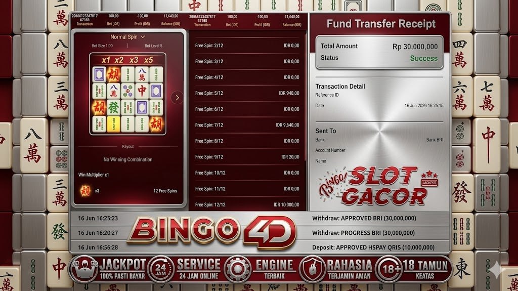 🔥 SELAMAT KEPADA MEMBER BINGO4D 🔥
DEPOSIT : RP 10.000.000
WITHDRAW : RP 30.000.0