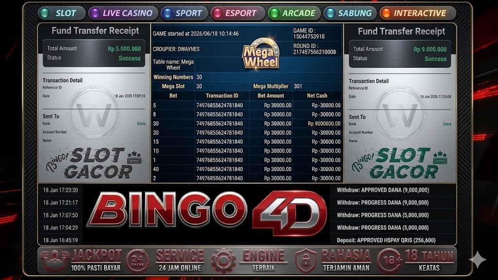 🔥 SELAMAT KEPADA MEMBER BINGO4D 🔥
DEPOSIT : RP 256.000
WITHDRAW : RP 14.000.000

