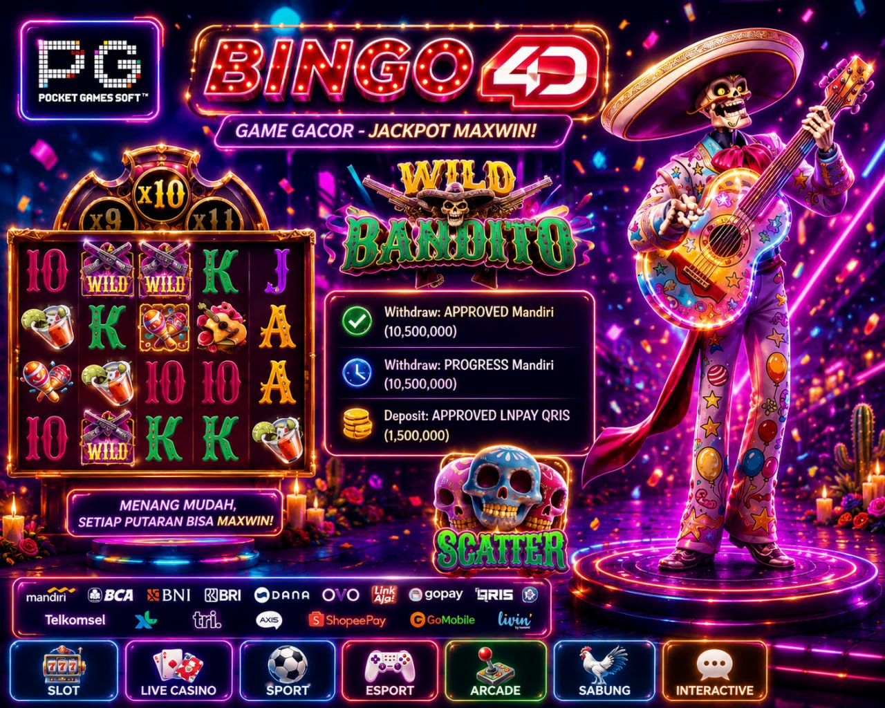 SELAMAT KEPADA MEMBER BINGO4D
DEPOSIT : RP 1.500.000
WITHDRAW : RP 10.500.000
LI