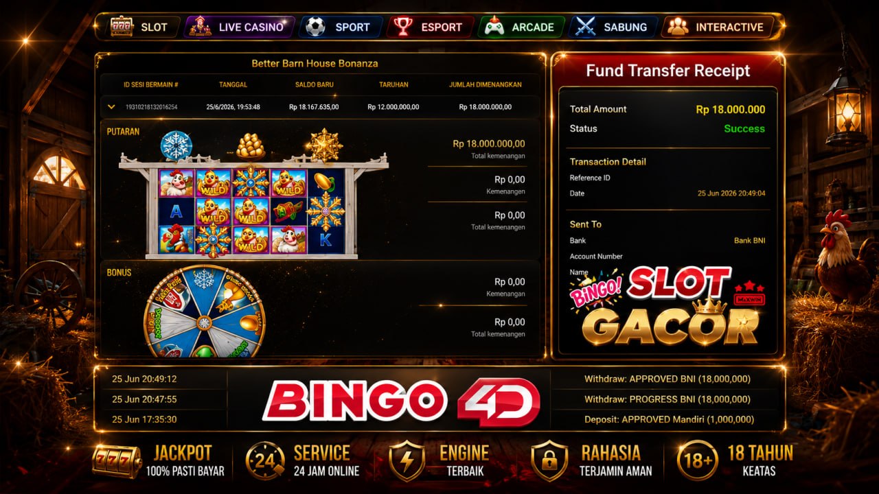 SELAMAT KEPADA MEMBER BINGO4D
DEPOSIT : RP 1.000.000
WITHDRAW : RP 18.000.000
LI