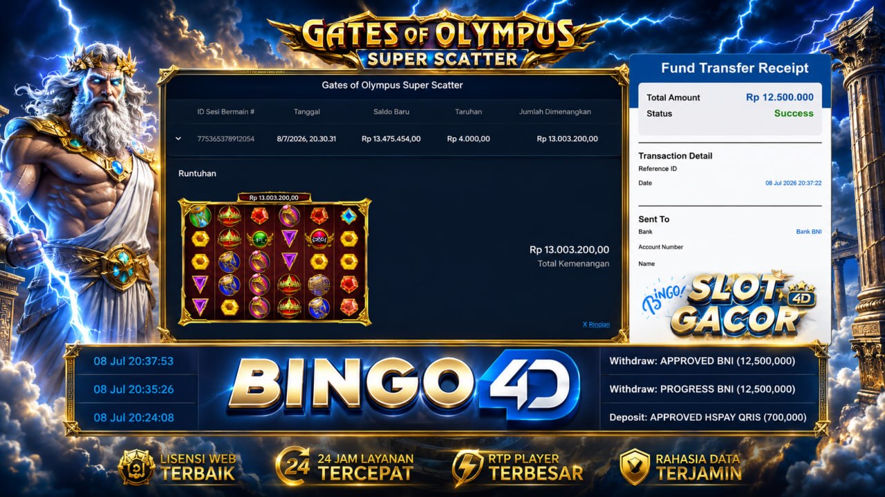 🔥 GACOR BINGO4D 🔥
DEPOSIT : RP 700.000
WITHDRAW : RP 12.500.000
LINK DAFTAR: htt