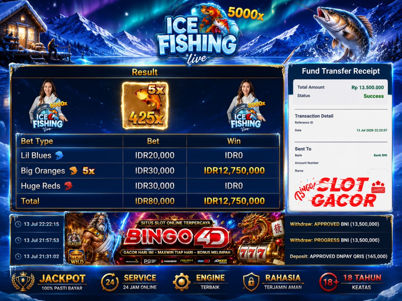 🔥 GACOR BINGO4D 🔥
DEPOSIT : RP 165.000
WITHDRAW : RP 13.500.000
LINK DAFTAR: htt