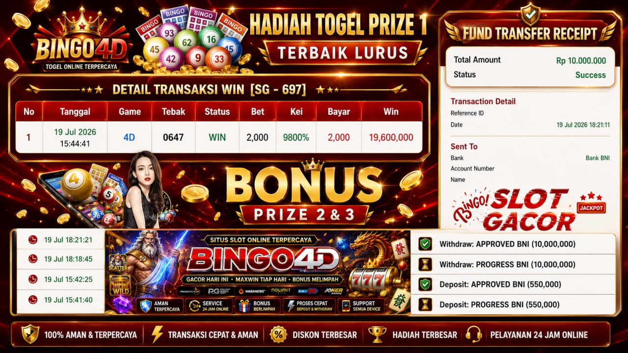 🔥 TOGEL ONLINE GACOR BINGO4D 🔥
DEPOSIT : RP 550.000
WITHDRAW : RP 10.000.000
LIN