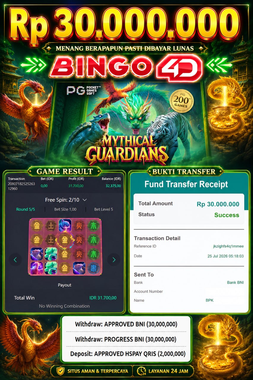 MENYALAH BINGO4D 🔥🔥🔥🔥
DEPOSIT : RP 2,000,000
WITHDRAW : RP 30,000,000
LINK DAFTA