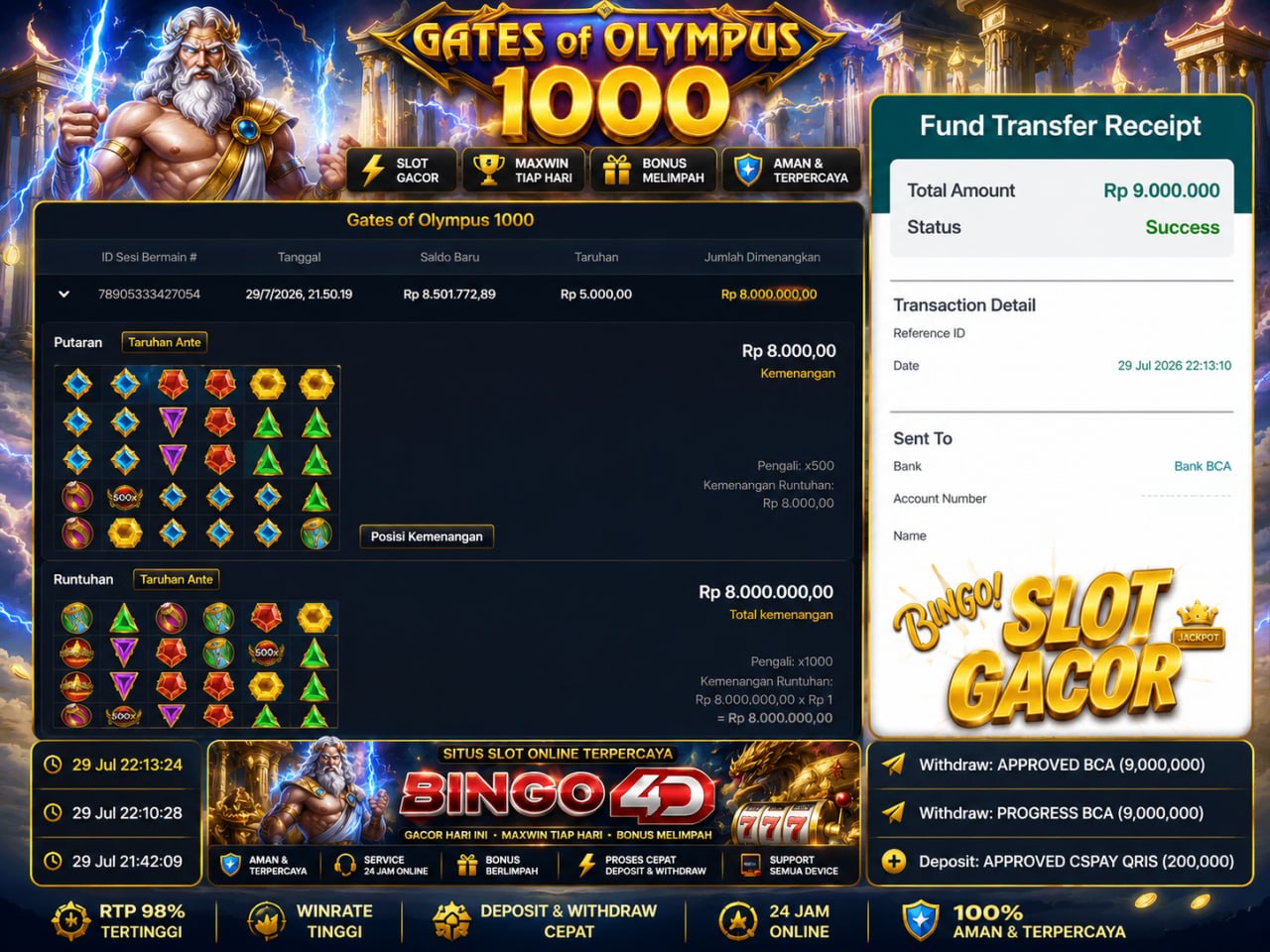 🔥 ZEUS 500X GACOR BINGO4D 🔥
DEPOSIT : RP 200.000
WITHDRAW : RP 9.000.000
LINK DA