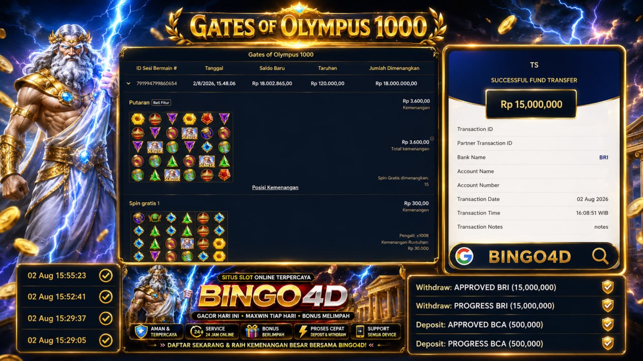 🔥 MAXWIN GACOR BINGO4D 🔥
DEPOSIT : RP 500.000
WITHDRAW : RP 15.000.000
LINK DAFT