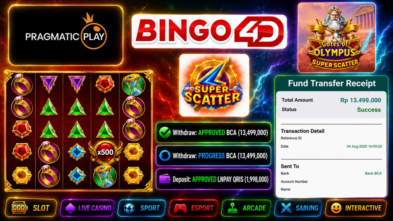 🔥 GACOR BINGO4D 🔥
DEPOSIT : RP 1.998.000
WITHDRAW : RP 13.499.000
LINK DAFTAR: h