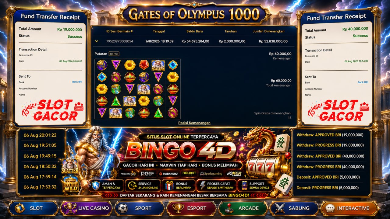 🔥 GACOR BINGO4D 🔥
DEPOSIT : RP 5.000.000
WITHDRAW : RP 59.000.000
LINK DAFTAR: h
