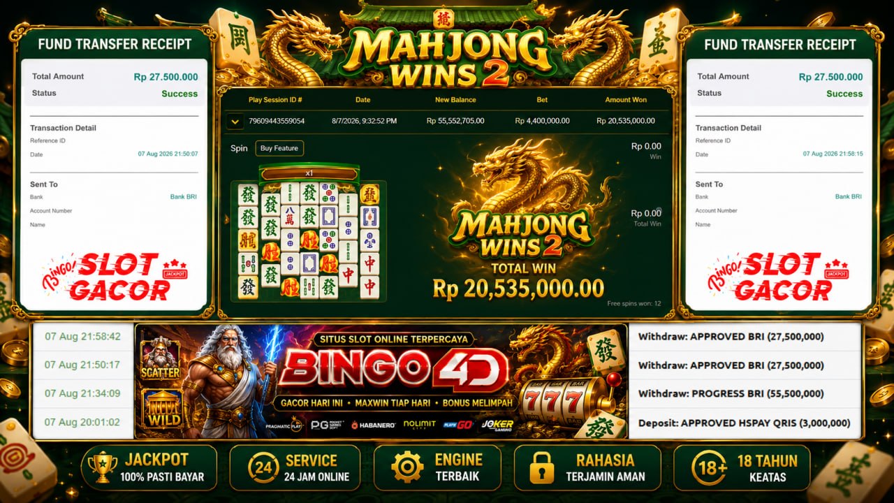 🔥 GACOR BINGO4D 🔥
DEPOSIT : RP 3.000.000
WITHDRAW : RP 55.500.000
LINK DAFTAR: h