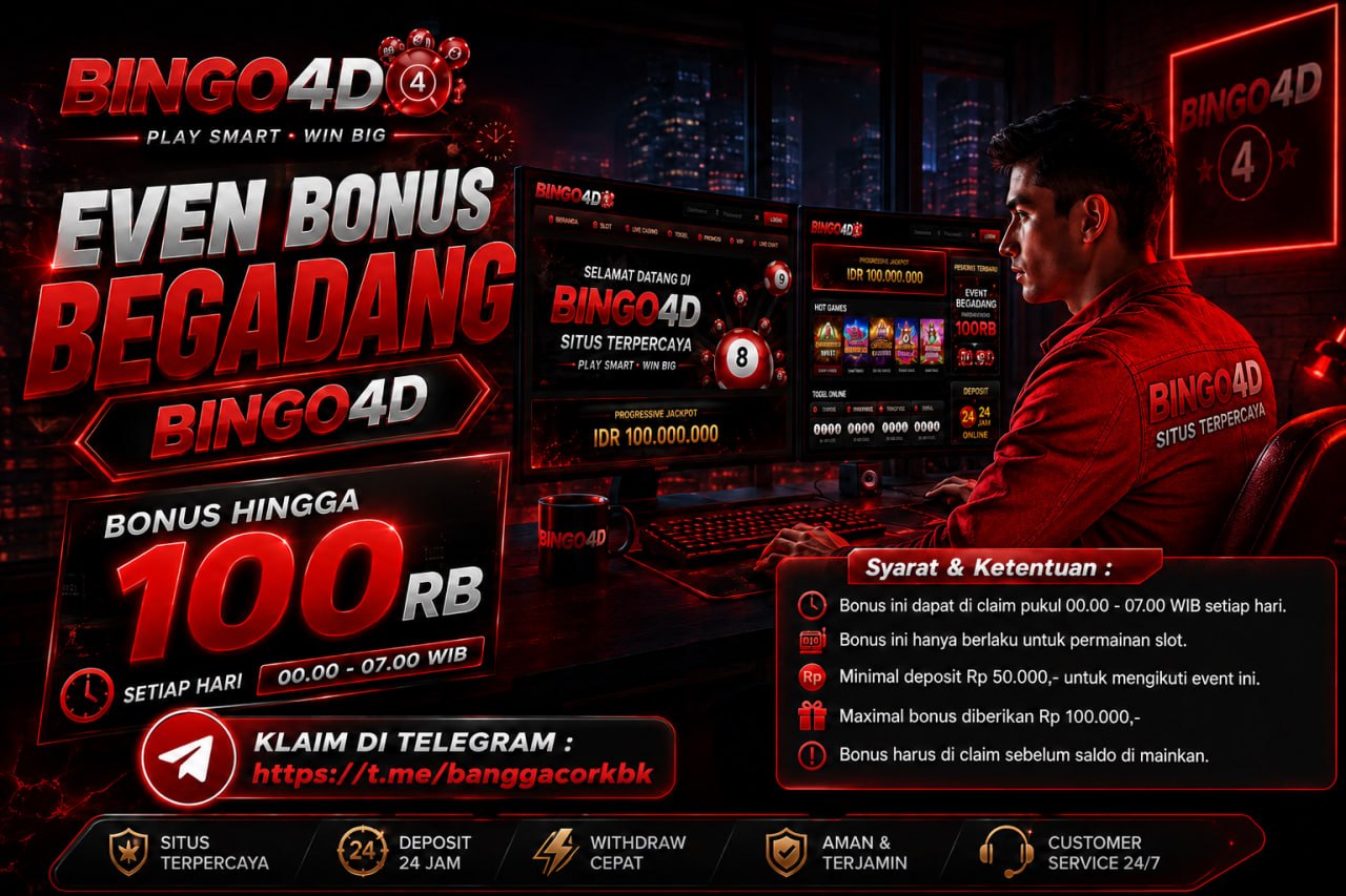 EVEN BONUS BEGADANG BINGO𝟰D
S𝘆𝗮𝗿𝗮𝘁 & K𝗲𝘁𝗲𝗻𝘁𝘂𝗮𝗻 :
• B𝗼𝗻𝘂𝘀 𝗶𝗻𝗶 𝗱𝗮𝗽𝗮𝘁 𝗱𝗶 𝗰𝗹𝗮𝗶𝗺 𝗽𝘂𝗸𝘂