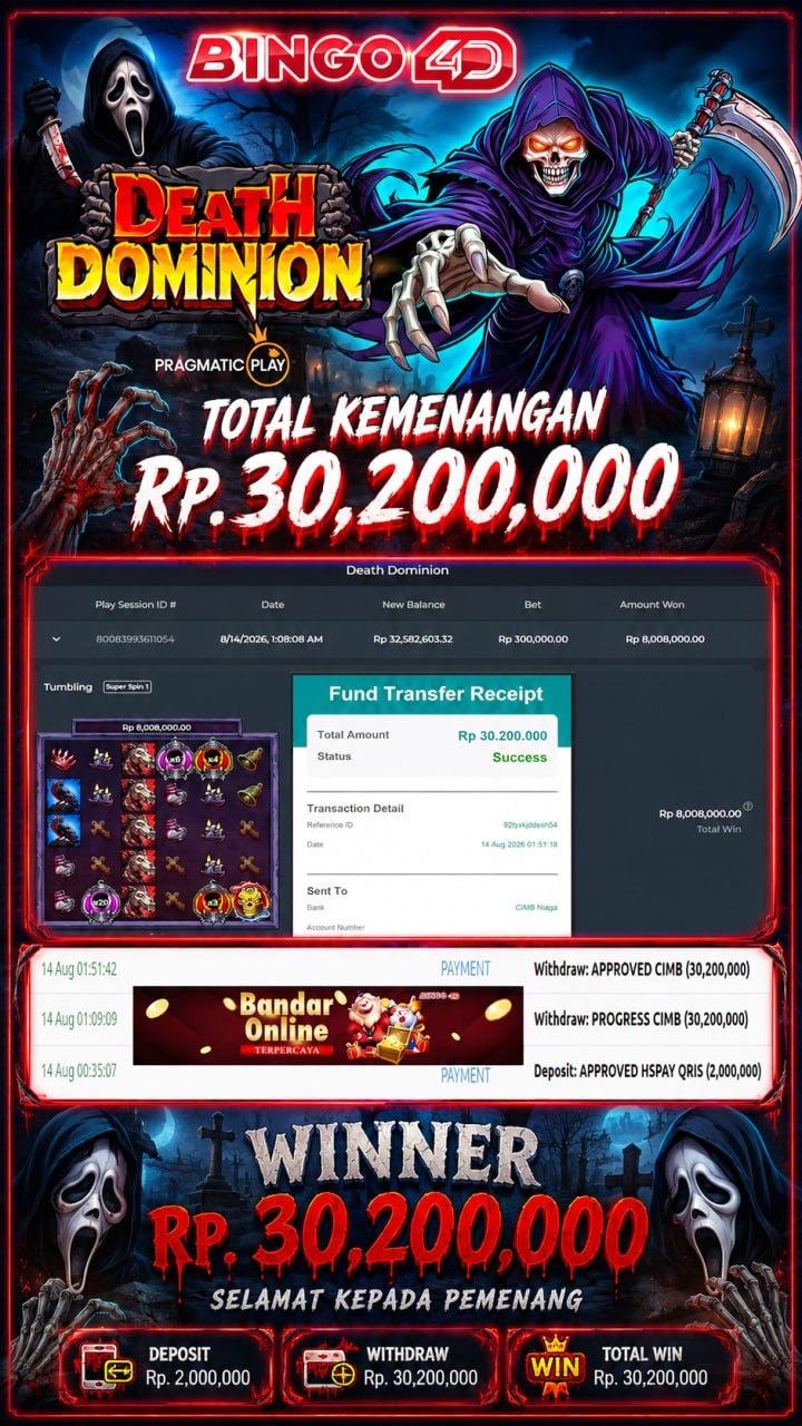 MENYALAH BINGO4D 🔥🔥🔥
DEPOSIT : RP 2.000.000
WITHDRAW : RP 30,200,000
LINK DAFTAR