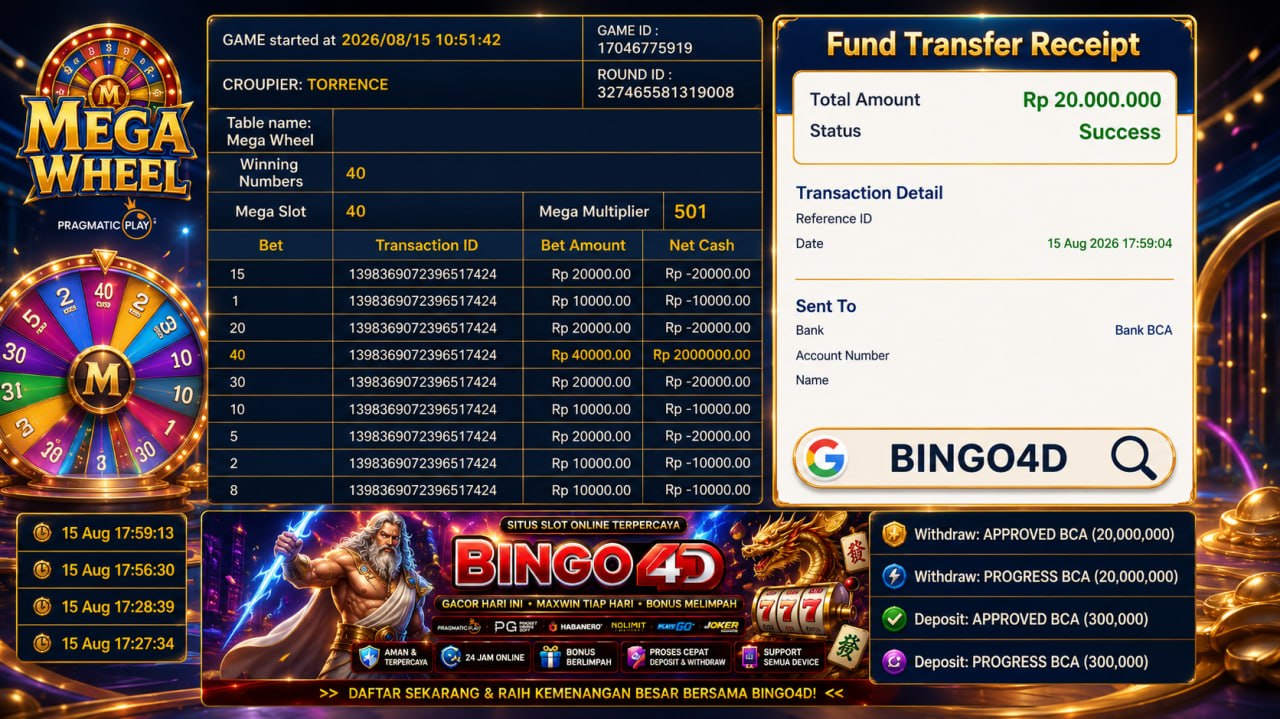 🔥 GACOR BINGO4D 🔥
DEPOSIT : RP 300.000
WITHDRAW : RP 20.000.000
LINK DAFTAR: htt