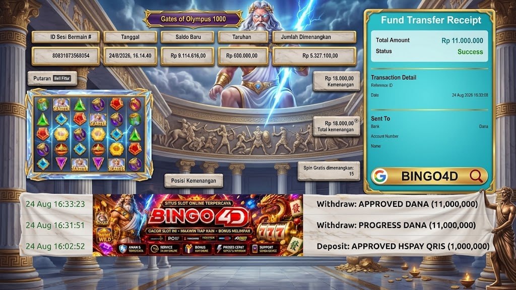 🔥 ZEUS1000 GACOR BINGO4D 🔥
DEPOSIT : RP 1.000.000
WITHDRAW : RP 11.000.000
LINK 