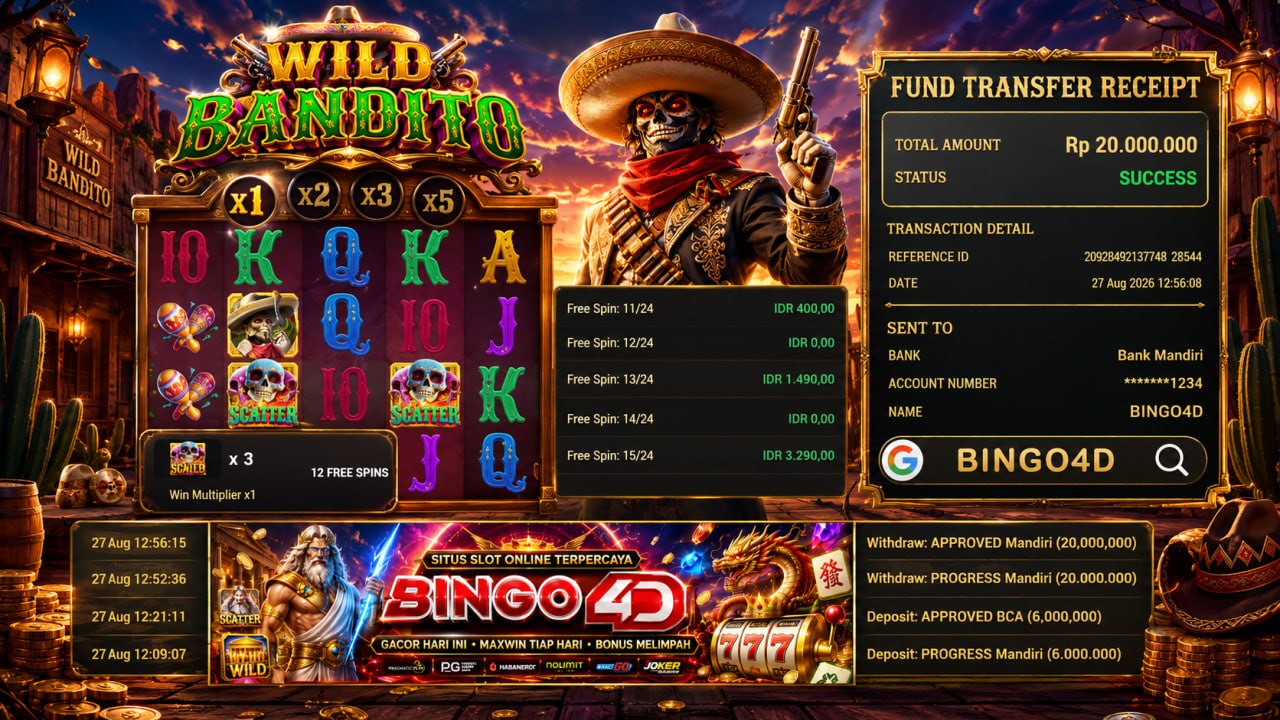 🔥 WILD BANDITO GACOR BINGO4D 🔥
DEPOSIT : RP 6.000.000
WITHDRAW : RP 20.000.000
L