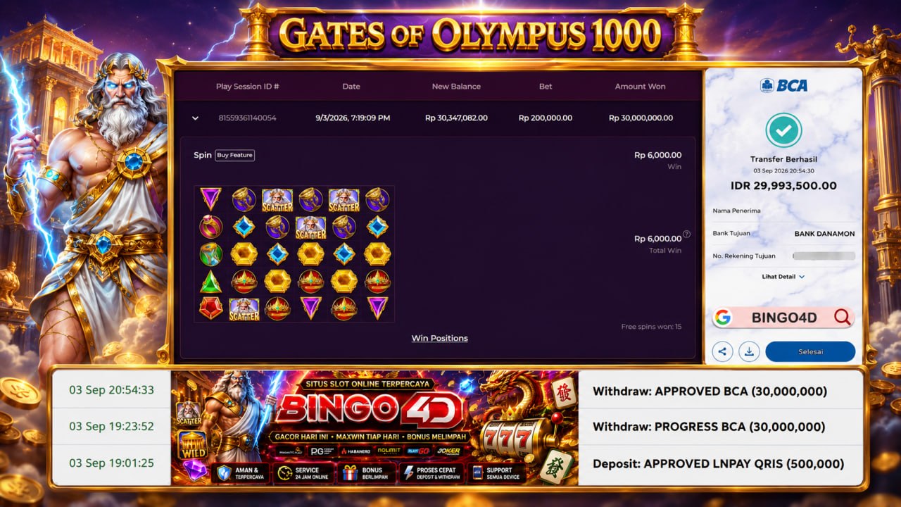 🔥 ZEUS1000 GACOR BINGO4D 🔥
DEPOSIT : RP 500.000
WITHDRAW : RP 30.000.000
LINK DA